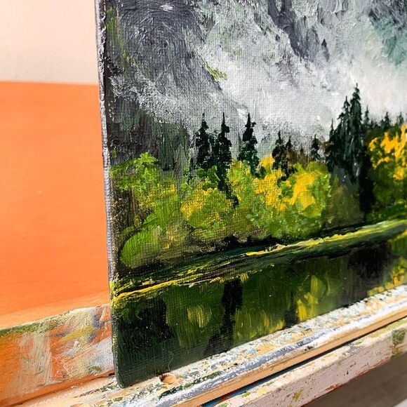 Original Oil Landscape Painting Sierra Nevada Mountains Alpine Lake Signed 8x10" - Picture 4 of 7